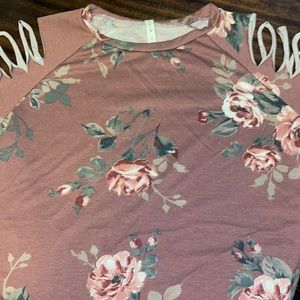 Floral long sleeved cold shoulder shirt